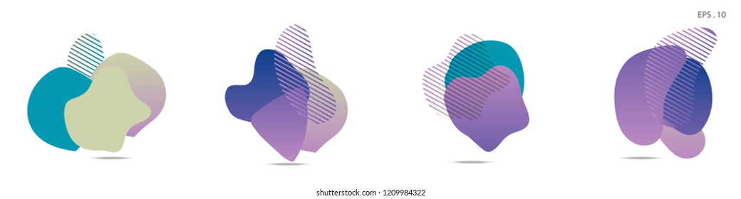 Set of abstract modern graphic elements. Dynamical colored forms and line. Gradient abstract banners with flowing liquid shapes. Template for the design of a logo,flyer or presentation. Vector fluid.