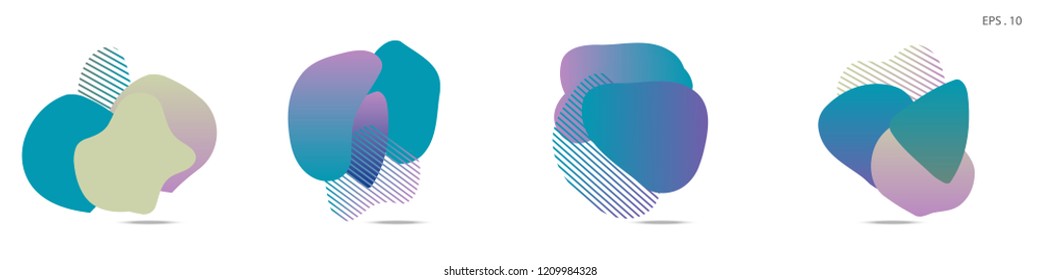 Set of abstract modern graphic elements. Dynamical colored forms and line. Gradient abstract banners with flowing liquid shapes. Template for the design of a logo,flyer or presentation. Vector fluid.