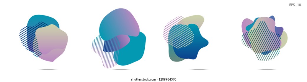 Set of abstract modern graphic elements. Dynamical colored forms and line. Gradient abstract banners with flowing liquid shapes. Template for the design of a logo,flyer or presentation. Vector fluid.