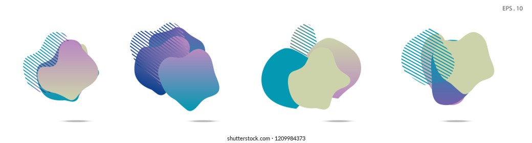 Set of abstract modern graphic elements. Dynamical colored forms and line. Gradient abstract banners with flowing liquid shapes. Template for the design of a logo,flyer or presentation. Vector fluid.