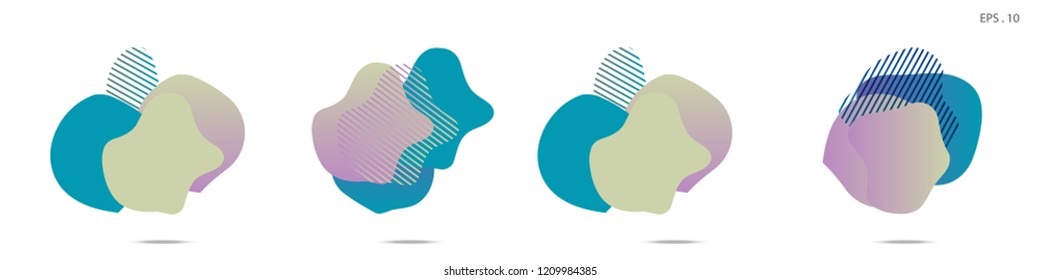 Set of abstract modern graphic elements. Dynamical colored forms and line. Gradient abstract banners with flowing liquid shapes. Template for the design of a logo,flyer or presentation. Vector fluid.