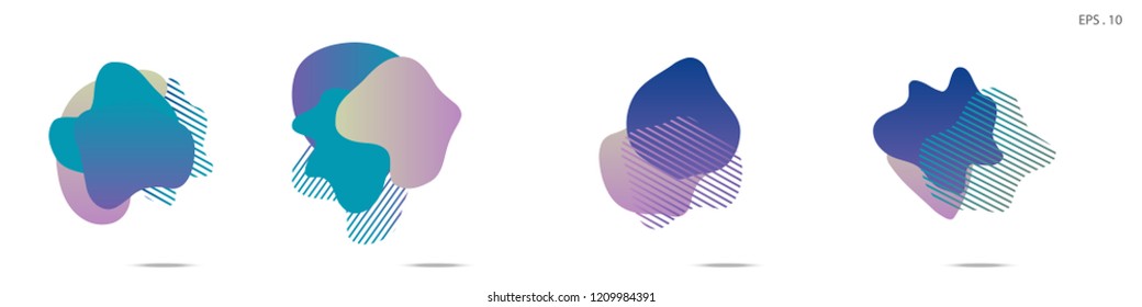 Set of abstract modern graphic elements. Dynamical colored forms and line. Gradient abstract banners with flowing liquid shapes. Template for the design of a logo,flyer or presentation. Vector fluid.
