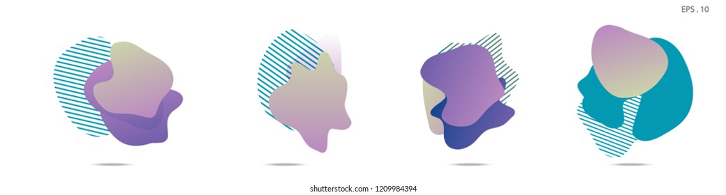 Set of abstract modern graphic elements. Dynamical colored forms and line. Gradient abstract banners with flowing liquid shapes. Template for the design of a logo,flyer or presentation. Vector fluid.