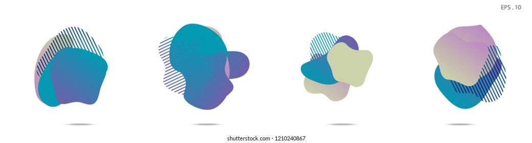 Set of abstract modern graphic elements. Dynamical colored forms and line. Gradient abstract banners with flowing liquid shapes. Template for the design of a logo,flyer or presentation. Vector fluid.