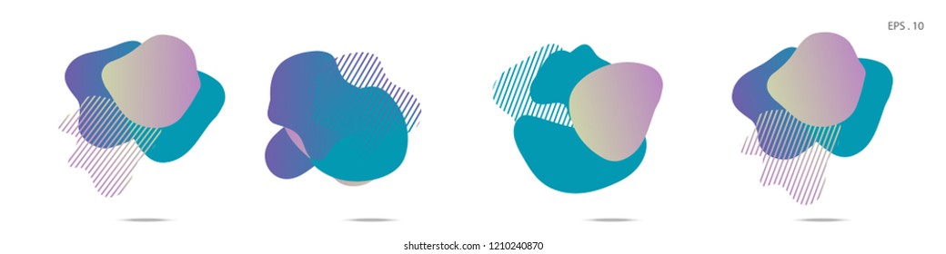Set of abstract modern graphic elements. Dynamical colored forms and line. Gradient abstract banners with flowing liquid shapes. Template for the design of a logo,flyer or presentation. Vector fluid.