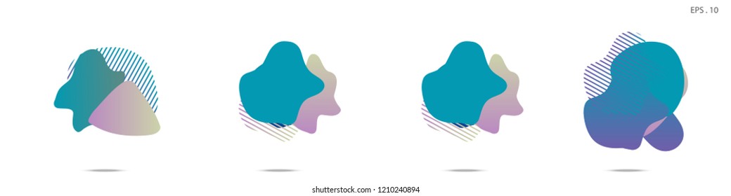 Set of abstract modern graphic elements. Dynamical colored forms and line. Gradient abstract banners with flowing liquid shapes. Template for the design of a logo,flyer or presentation. Vector fluid.