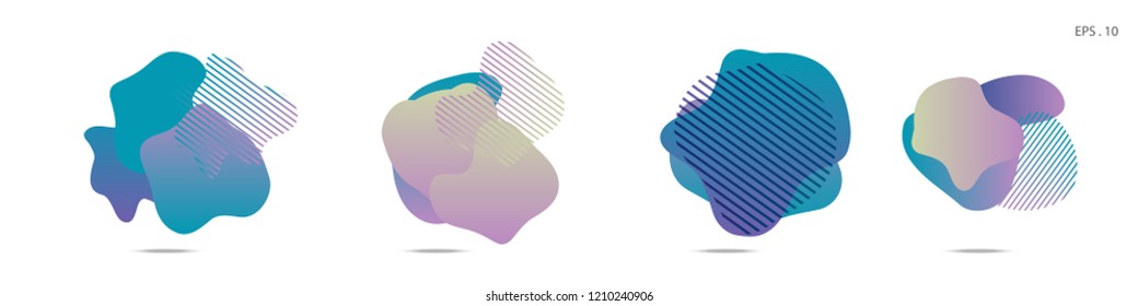 Set of abstract modern graphic elements. Dynamical colored forms and line. Gradient abstract banners with flowing liquid shapes. Template for the design of a logo,flyer or presentation. Vector fluid.