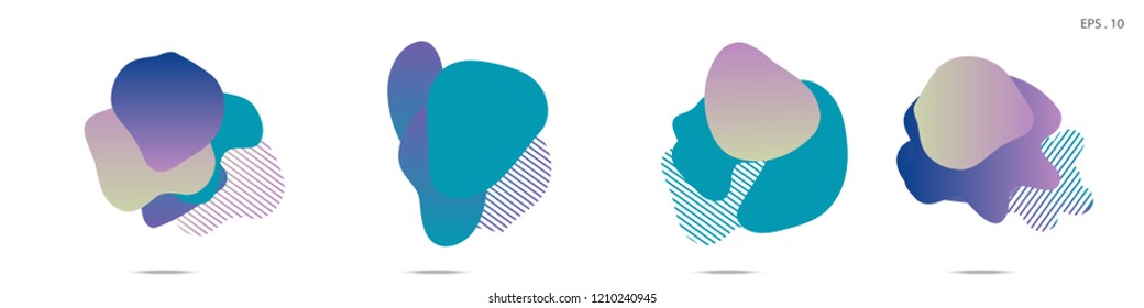 Set of abstract modern graphic elements. Dynamical colored forms and line. Gradient abstract banners with flowing liquid shapes. Template for the design of a logo,flyer or presentation. Vector fluid.