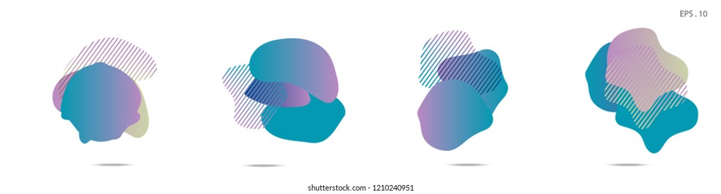 Set of abstract modern graphic elements. Dynamical colored forms and line. Gradient abstract banners with flowing liquid shapes. Template for the design of a logo,flyer or presentation. Vector fluid.