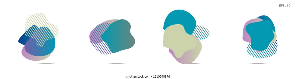 Set of abstract modern graphic elements. Dynamical colored forms and line. Gradient abstract banners with flowing liquid shapes. Template for the design of a logo,flyer or presentation. Vector fluid.
