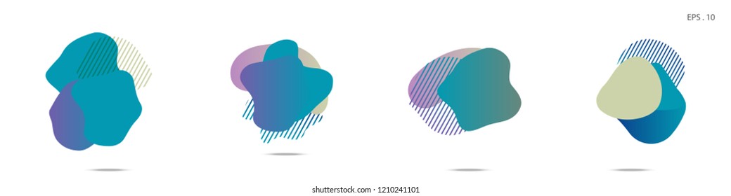 Set of abstract modern graphic elements. Dynamical colored forms and line. Gradient abstract banners with flowing liquid shapes. Template for the design of a logo,flyer or presentation. Vector fluid.