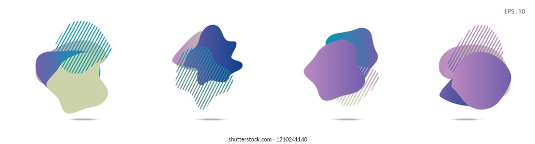 Set of abstract modern graphic elements. Dynamical colored forms and line. Gradient abstract banners with flowing liquid shapes. Template for the design of a logo,flyer or presentation. Vector fluid.