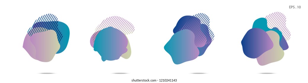 Set of abstract modern graphic elements. Dynamical colored forms and line. Gradient abstract banners with flowing liquid shapes. Template for the design of a logo,flyer or presentation. Vector fluid.