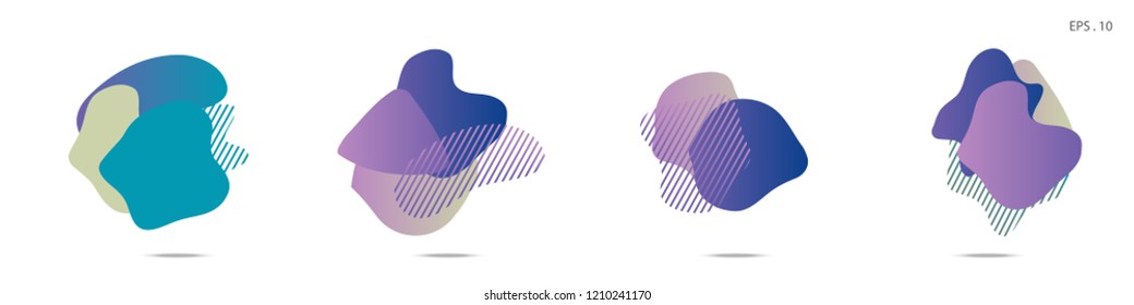 Set of abstract modern graphic elements. Dynamical colored forms and line. Gradient abstract banners with flowing liquid shapes. Template for the design of a logo,flyer or presentation. Vector fluid.