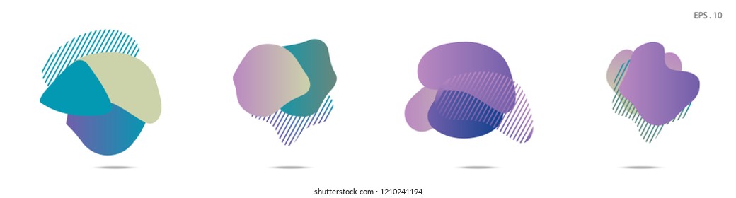 Set of abstract modern graphic elements. Dynamical colored forms and line. Gradient abstract banners with flowing liquid shapes. Template for the design of a logo,flyer or presentation. Vector fluid.