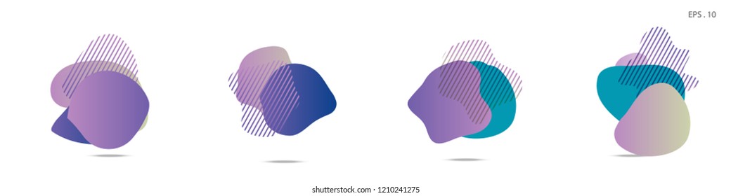 Set of abstract modern graphic elements. Dynamical colored forms and line. Gradient abstract banners with flowing liquid shapes. Template for the design of a logo,flyer or presentation. Vector fluid.