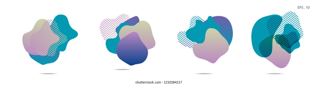 Set of abstract modern graphic elements. Dynamical colored forms and line. Gradient abstract banners with flowing liquid shapes. Template for the design of a logo,flyer or presentation. Vector fluid.