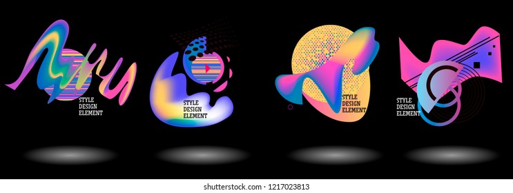 Set of abstract modern graphic elements. Dynamical colored forms and line. Gradient abstract banners with flowing liquid shapes. Template for the design of a logo, flyer or presentation. Vector.