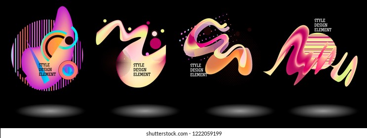 Set of abstract modern graphic elements. Dynamical colored forms and line. Gradient abstract banners with flowing liquid shapes. Template for the design of a logo, flyer or presentation. Vector.