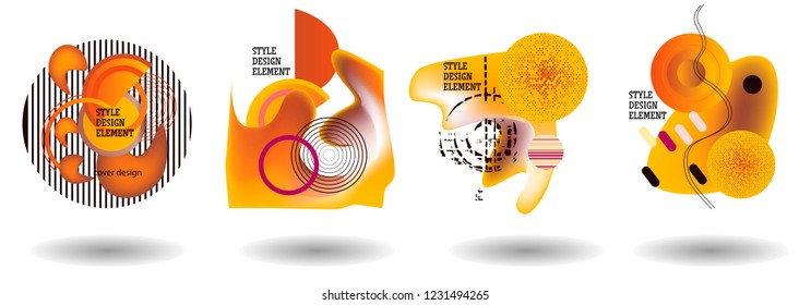 Set of abstract modern graphic elements. Dynamical colored forms and line. Gradient abstract banners with flowing liquid shapes. Template for the design of a logo, flyer or presentation. 