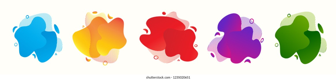 Set of abstract modern graphic elements. Gradient abstract banners with flowing liquid shapes. Template for the design of a logo, flyer or presentation. Dynamical colored forms and line.