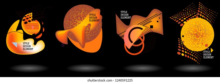 Set of abstract modern graphic elements. Dynamical colored forms and line. Gradient abstract banners with flowing liquid shapes. Template for the design of a logo, flyer or presentation. Vector.