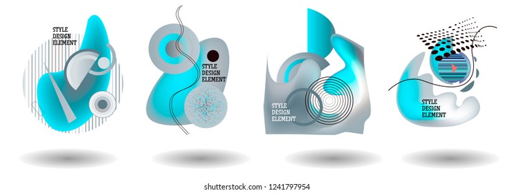 Set of abstract modern graphic elements. Dynamical colored forms and line. Gradient abstract banners with flowing liquid shapes. Template for the design of a logo, flyer or presentation. Vector.