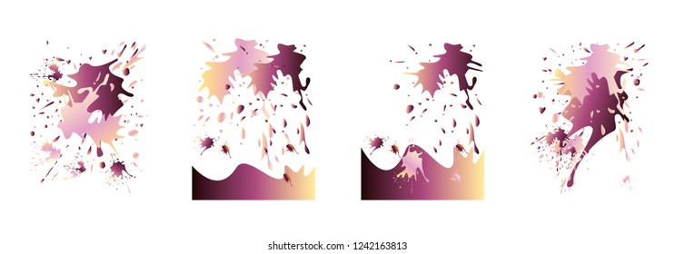 Set of abstract modern graphic elements. Dynamical colored forms and line. Gradient abstract banners with flowing liquid shapes. Template for the design of a logo, flyer or presentation. Vector.