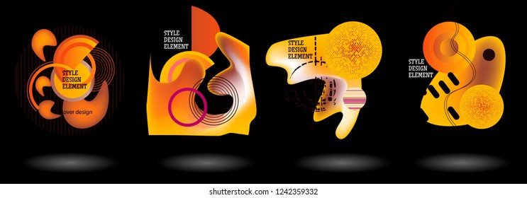 Set of abstract modern graphic elements. Dynamical colored forms and line. Gradient abstract banners with flowing liquid shapes. Template for the design of a logo, flyer or presentation. Vector.