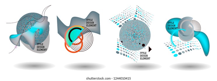 Set of abstract modern graphic elements. Dynamical colored forms and line. Gradient abstract banners with flowing liquid shapes. Template for the design of a logo, flyer or presentation. Vector.