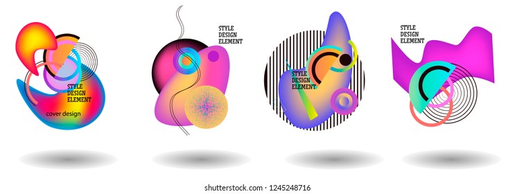 Set of abstract modern graphic elements. Dynamical colored forms and line. Gradient abstract banners with flowing liquid shapes. Template for the design of a logo, flyer or presentation. Vector.