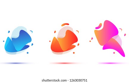 Set of abstract modern graphic elements. Dynamical colored forms and line. Gradient abstract banners with flowing liquid shapes. Template for the design. Vector illustration