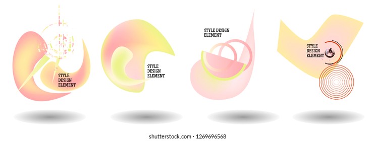 Set of abstract modern graphic elements. Dynamical colored forms and line. Gradient abstract banners with flowing liquid shapes. Template for the design of a logo, flyer or presentation. Vector.