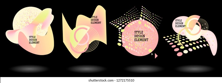 Set of abstract modern graphic elements. Dynamical colored forms and line. Gradient abstract banners with flowing liquid shapes. Template for the design of a logo, flyer or presentation. Vector.