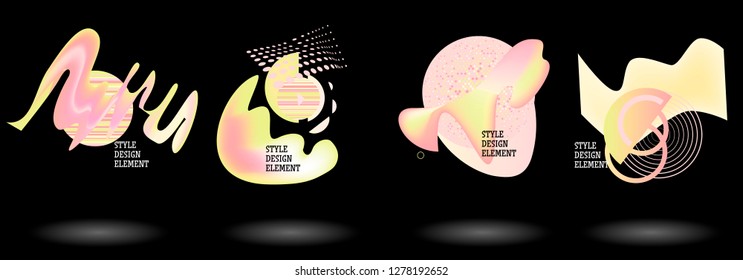 Set of abstract modern graphic elements. Dynamical colored forms and line. Gradient abstract banners with flowing liquid shapes. Template for the design of a logo, flyer or presentation. Vector.