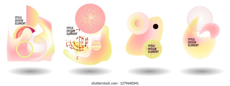 Set of abstract modern graphic elements. Dynamical colored forms and line. Gradient abstract banners with flowing liquid shapes. Template for the design of a logo, flyer or presentation. Vector.