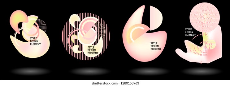 Set of abstract modern graphic elements. Dynamical colored forms and line. Gradient abstract banners with flowing liquid shapes. Template for the design of a logo, flyer or presentation. Vector.