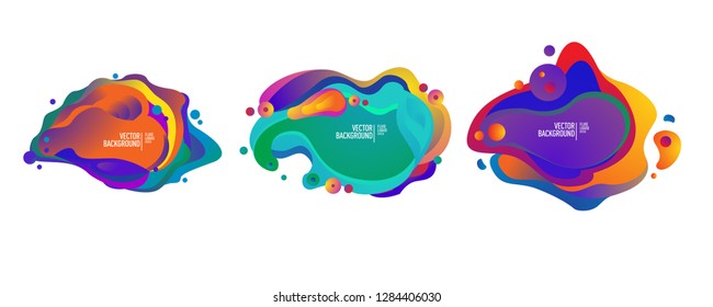 Set of abstract modern graphic elements. Dynamical colored forms and line. Gradient abstract banners with flowing liquid shapes. Template for the design of a logo, flyer or presentation. Vector.
