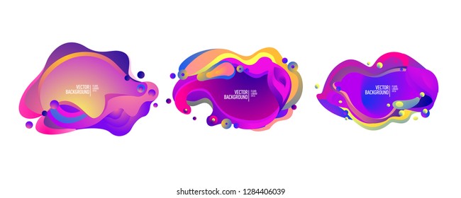 Set of abstract modern graphic elements. Dynamical colored forms and line. Gradient abstract banners with flowing liquid shapes. Template for the design of a logo, flyer or presentation. Vector.