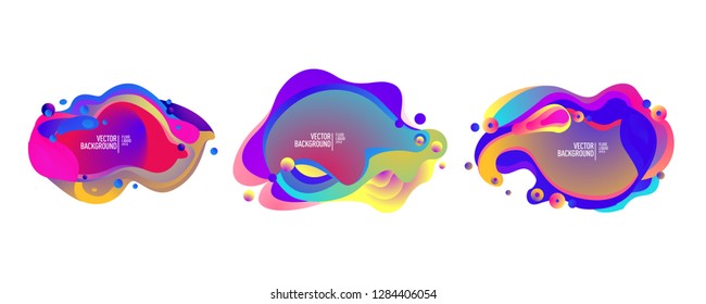 Set of abstract modern graphic elements. Dynamical colored forms and line. Gradient abstract banners with flowing liquid shapes. Template for the design of a logo, flyer or presentation. Vector.