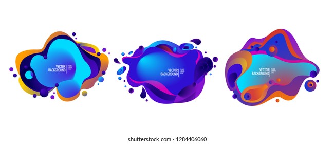 Set of abstract modern graphic elements. Dynamical colored forms and line. Gradient abstract banners with flowing liquid shapes. Template for the design of a logo, flyer or presentation. Vector.