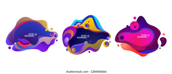 Set of abstract modern graphic elements. Dynamical colored forms and line. Gradient abstract banners with flowing liquid shapes. Template for the design of a logo, flyer or presentation. Vector.