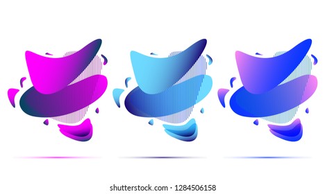 Set of abstract modern graphic elements. Dynamical colored forms and line. Gradient abstract banners with flowing liquid shapes. Template for the design. Vector illustration