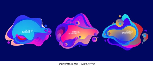 Set of abstract modern graphic elements. Dynamical colored forms and line. Gradient abstract banners with flowing liquid shapes. Template for the design of a logo, flyer or presentation. Vector.