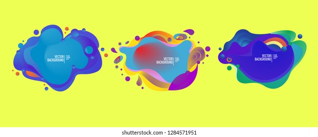 Set of abstract modern graphic elements. Dynamical colored forms and line. Gradient abstract banners with flowing liquid shapes. Template for the design of a logo, flyer or presentation. Vector.