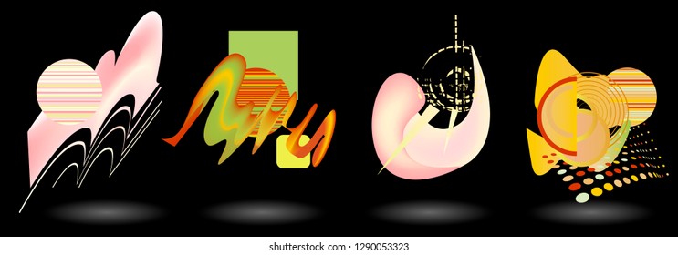 Set of abstract modern graphic elements. Dynamical colored forms and line. Gradient abstract banners with flowing liquid shapes. Template for the design of a logo, flyer or presentation. Vector.