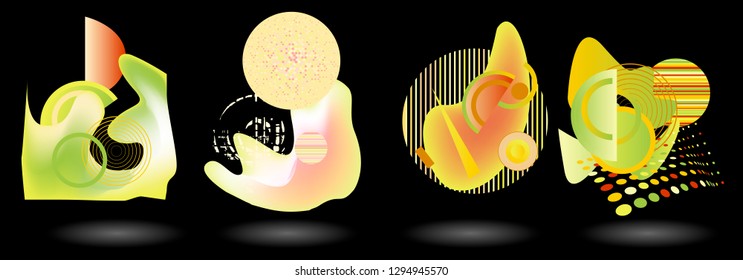 Set of abstract modern graphic elements. Dynamical colored forms and line. Gradient abstract banners with flowing liquid shapes. Template for the design of a logo, flyer or presentation. Vector.