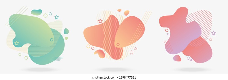 Set of abstract modern graphic elements. Dynamical colored forms and lines. Gradient abstract banners with flowing liquid shapes. Template for the design of a logo, flyer or presentation. Vector.