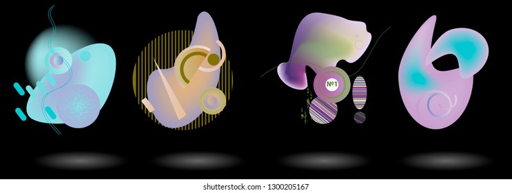 Set of abstract modern graphic elements. Dynamical colored forms and line. Gradient abstract banners with flowing liquid shapes. Template for the design of a logo, flyer or presentation. Vector.