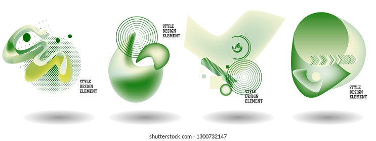Set of abstract modern graphic elements. Dynamical colored forms and line. Gradient abstract banners with flowing liquid shapes. Template for the design of a logo, flyer or presentation. Vector.